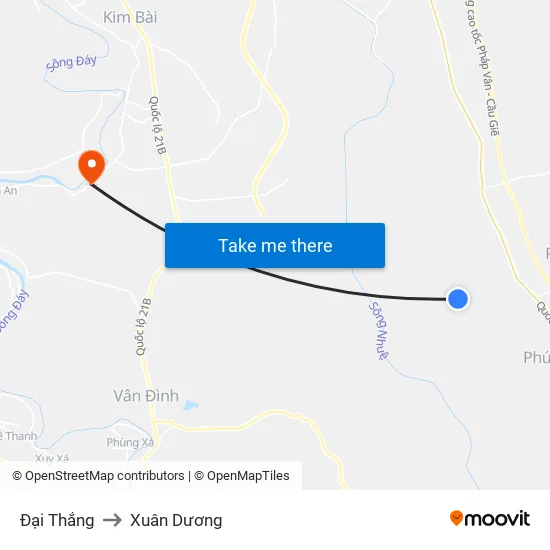 Đại Thắng to Xuân Dương map