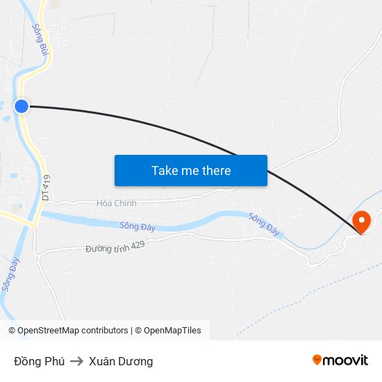 Đồng Phú to Xuân Dương map