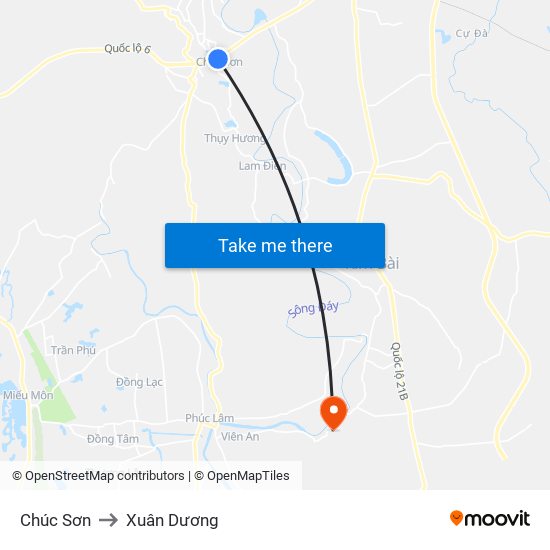 Chúc Sơn to Xuân Dương map