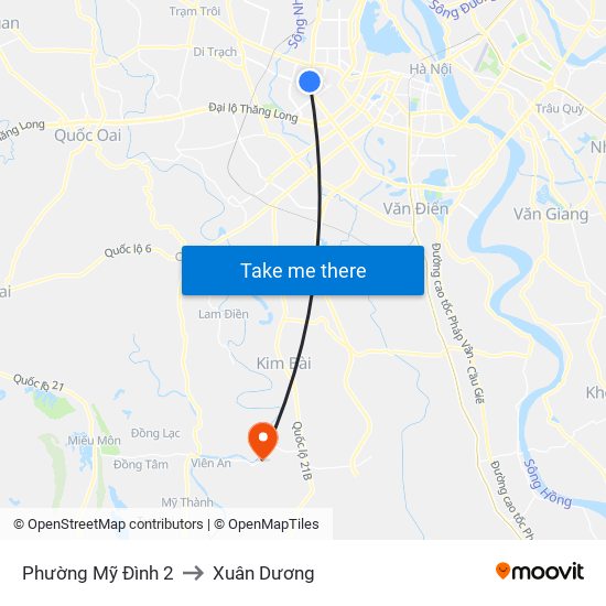 Phường Mỹ Đình 2 to Xuân Dương map