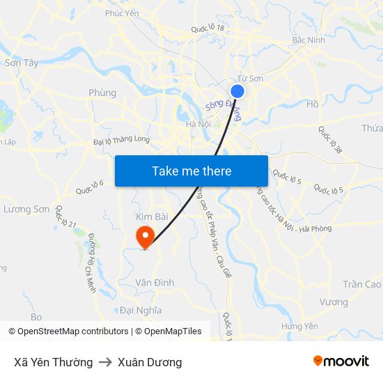 Xã Yên Thường to Xuân Dương map