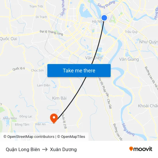 Quận Long Biên to Xuân Dương map