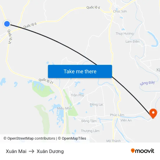 Xuân Mai to Xuân Dương map