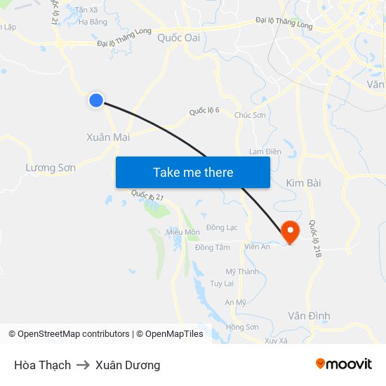 Hòa Thạch to Xuân Dương map