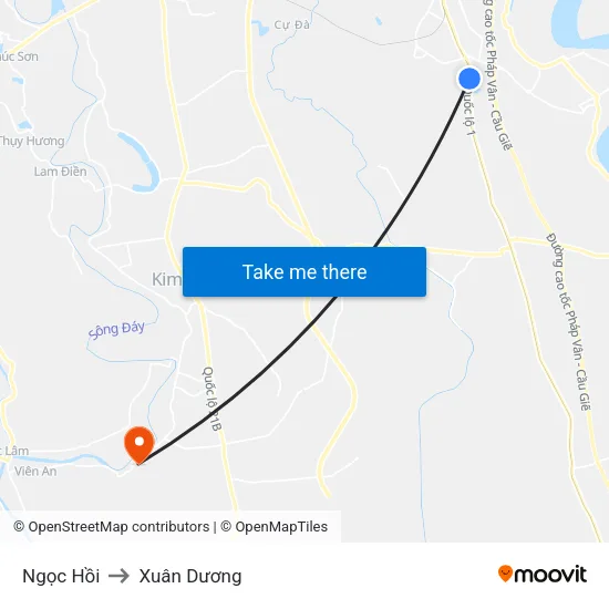 Ngọc Hồi to Xuân Dương map