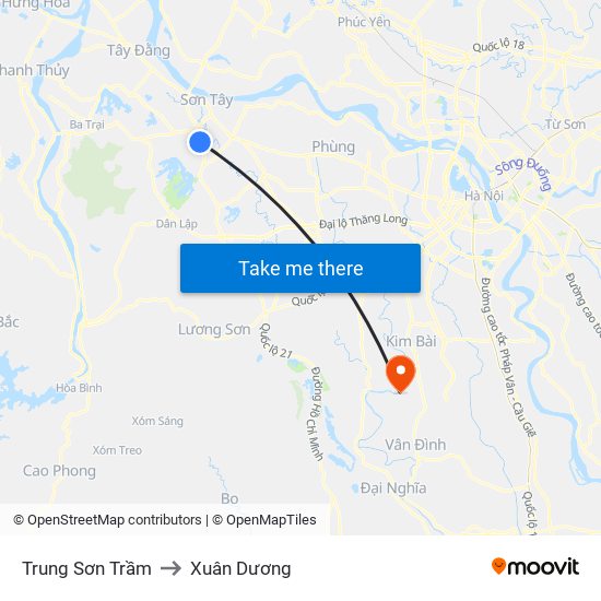 Trung Sơn Trầm to Xuân Dương map