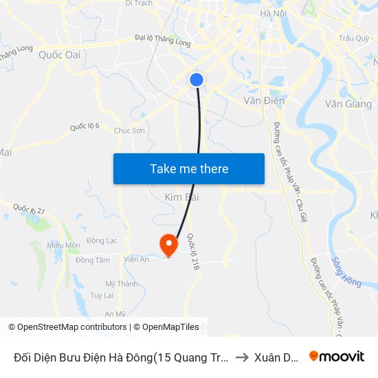 Đối Diện Bưu Điện Hà Đông(15 Quang Trung Hà Đông) to Xuân Dương map