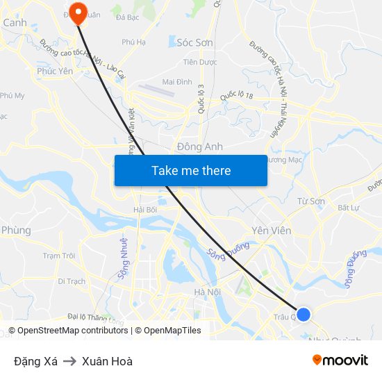 Đặng Xá to Xuân Hoà map