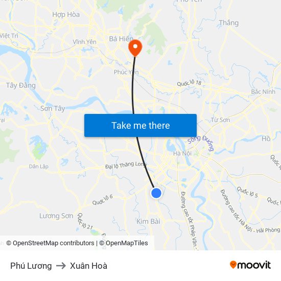 Phú Lương to Xuân Hoà map