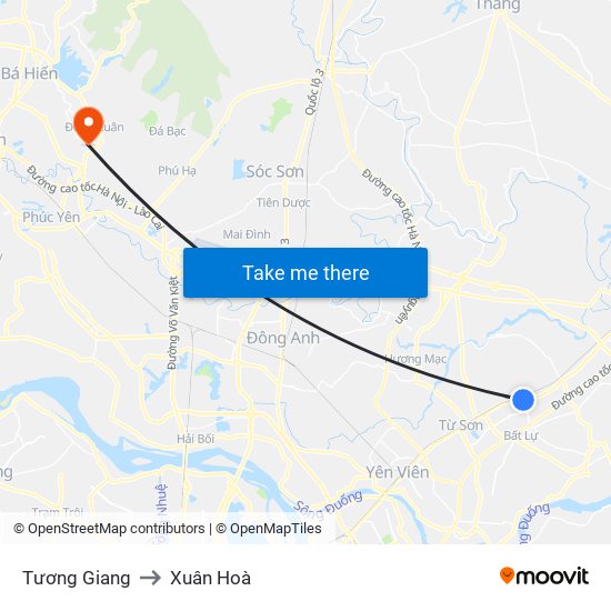 Tương Giang to Xuân Hoà map