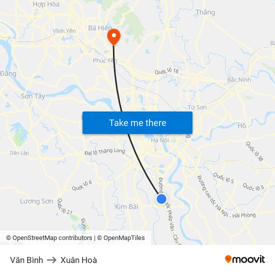 Văn Bình to Xuân Hoà map