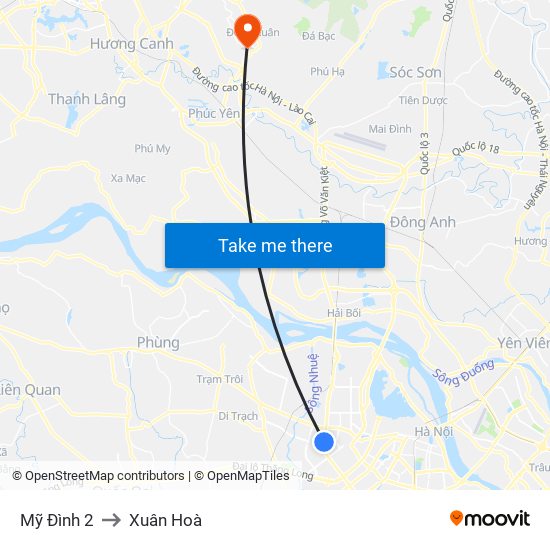 Mỹ Đình 2 to Xuân Hoà map