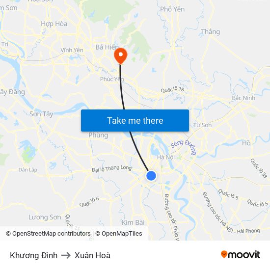 Khương Đình to Xuân Hoà map