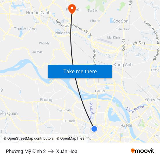 Phường Mỹ Đình 2 to Xuân Hoà map