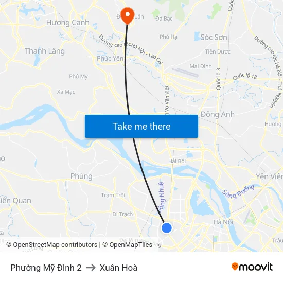 Phường Mỹ Đình 2 to Xuân Hoà map