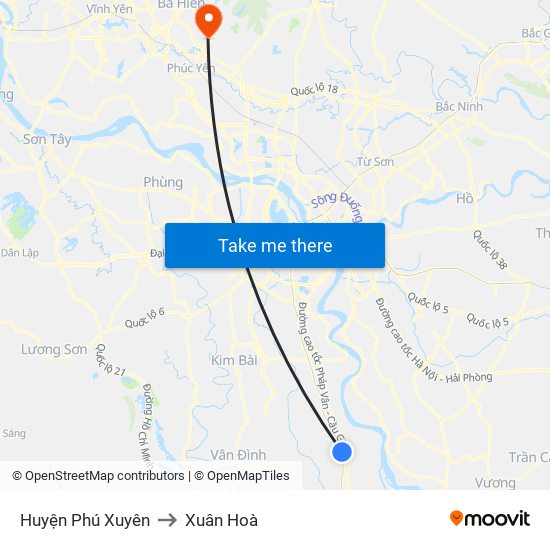 Huyện Phú Xuyên to Xuân Hoà map