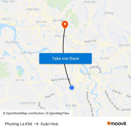 Phường La Khê to Xuân Hoà map