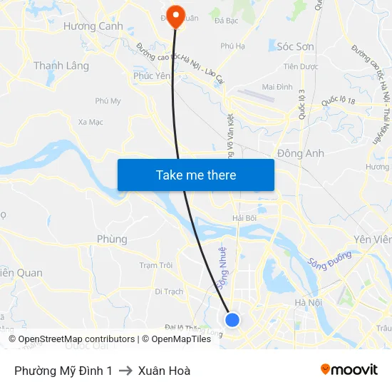 Phường Mỹ Đình 1 to Xuân Hoà map