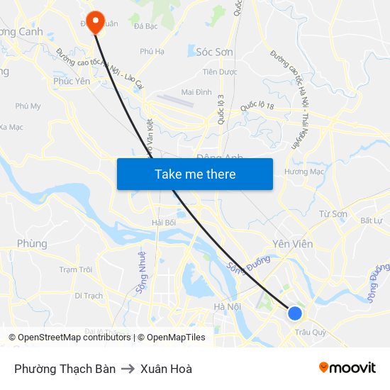 Phường Thạch Bàn to Xuân Hoà map