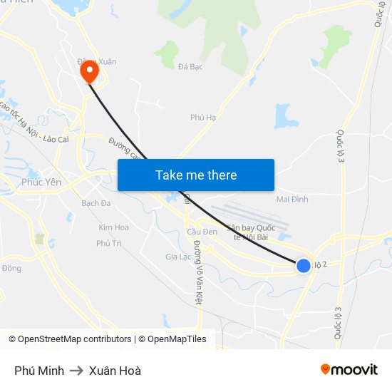 Phú Minh to Xuân Hoà map