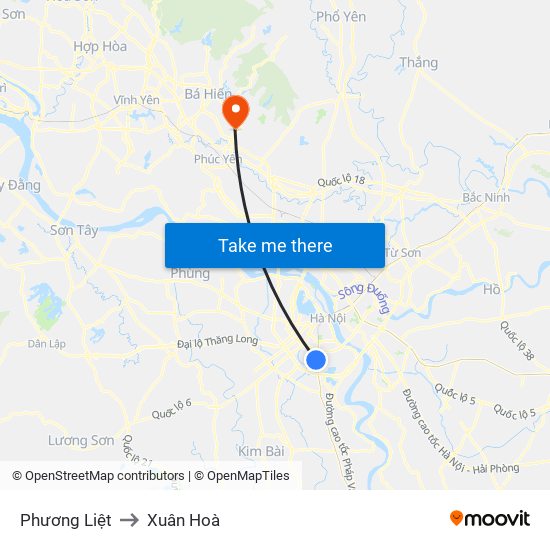 Phương Liệt to Xuân Hoà map