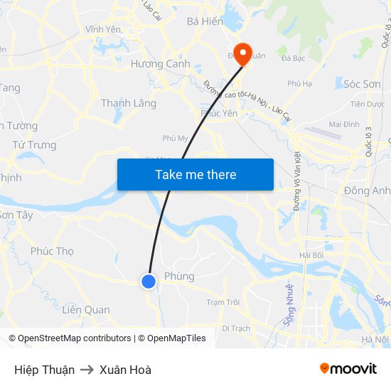 Hiệp Thuận to Xuân Hoà map