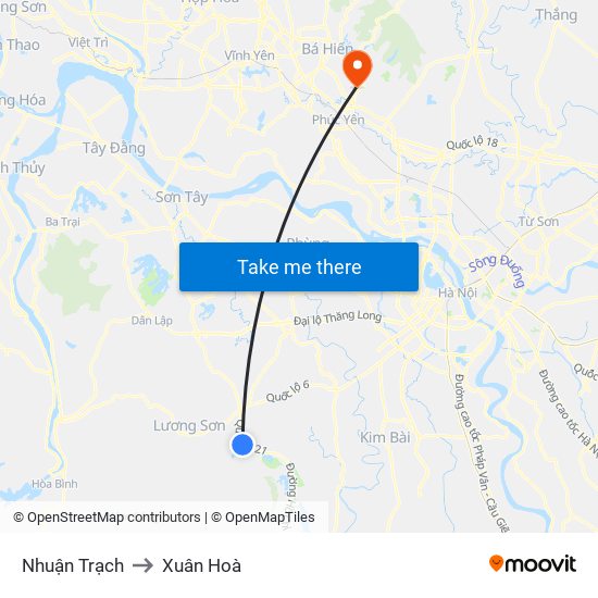 Nhuận Trạch to Xuân Hoà map