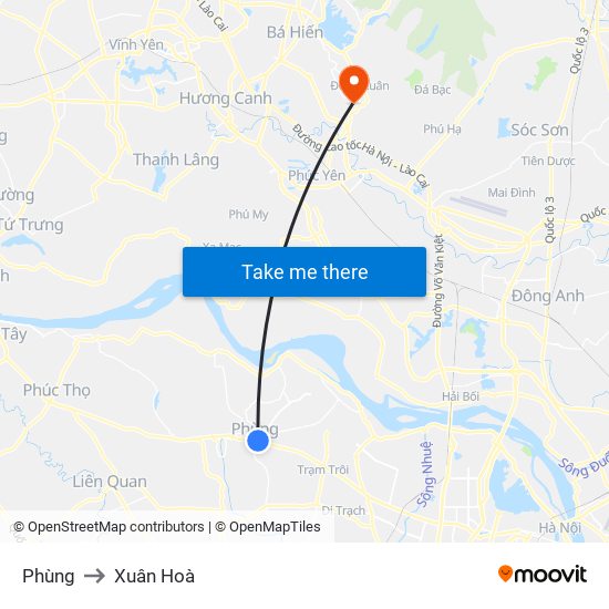 Phùng to Xuân Hoà map