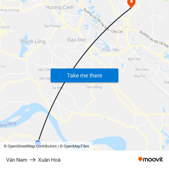 Vân Nam to Xuân Hoà map