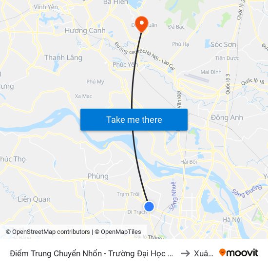 Điểm Trung Chuyển Nhổn - Trường Đại Học Công Nghiệp Hà Nội - Đường 32 to Xuân Hoà map