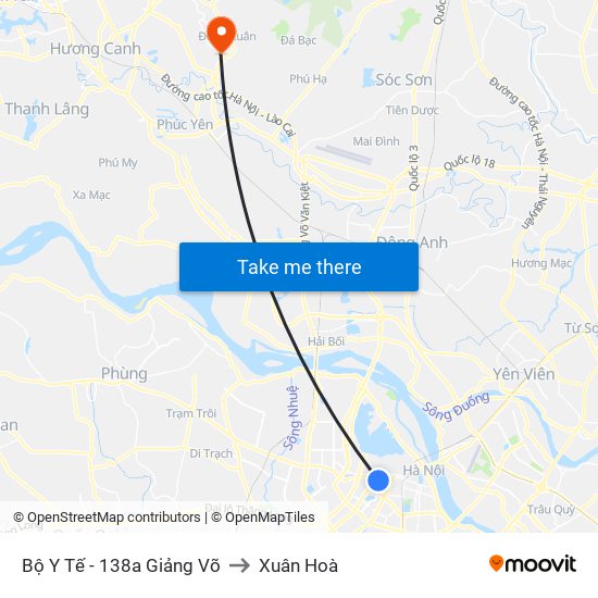 Bộ Y Tế - 138a Giảng Võ to Xuân Hoà map