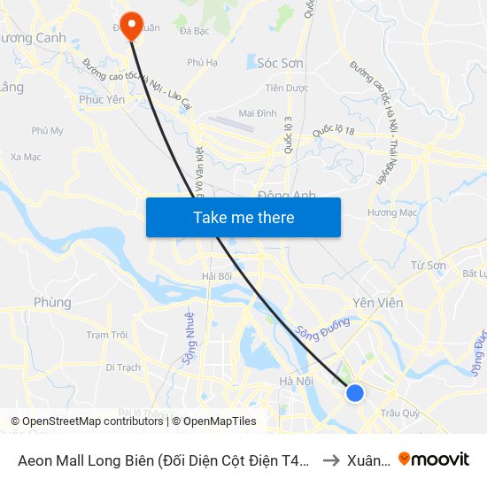 Aeon Mall Long Biên (Đối Diện Cột Điện T4a/2a-B Đường Cổ Linh) to Xuân Hoà map