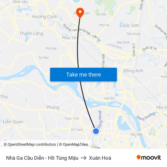 Nhà Ga Cầu Diễn - Hồ Tùng Mậu to Xuân Hoà map