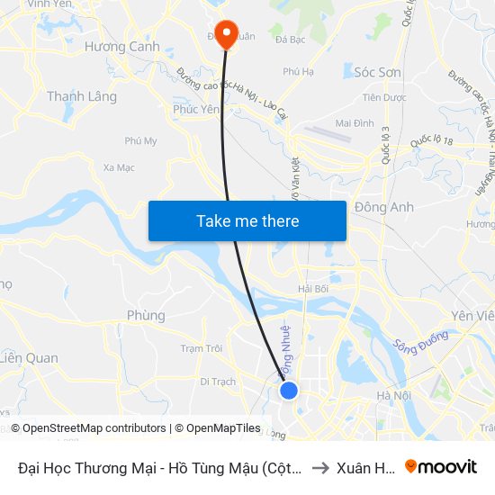 Đại Học Thương Mại - Hồ Tùng Mậu (Cột Sau) to Xuân Hoà map