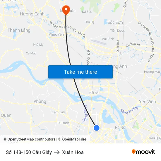 Số 148-150 Cầu Giấy to Xuân Hoà map