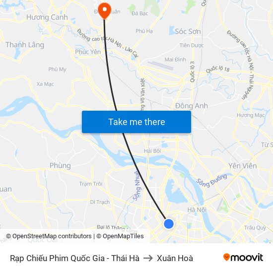 Rạp Chiếu Phim Quốc Gia - Thái Hà to Xuân Hoà map