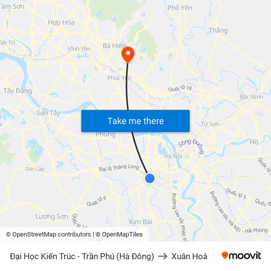 Đại Học Kiến Trúc - Trần Phú (Hà Đông) to Xuân Hoà map