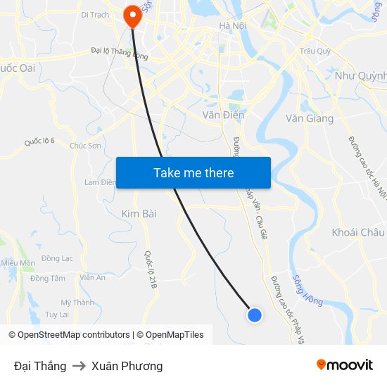 Đại Thắng to Xuân Phương map