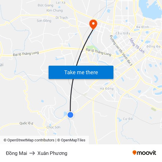 Đồng Mai to Xuân Phương map