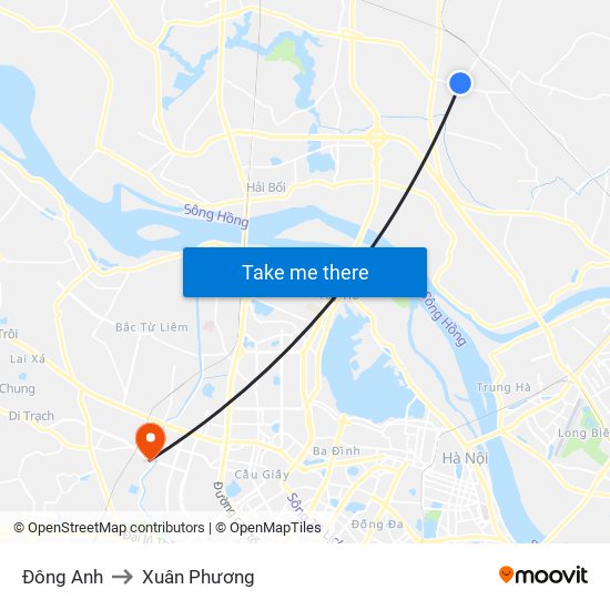 Đông Anh to Xuân Phương map