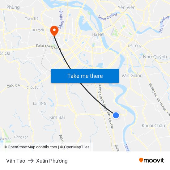 Vân Tảo to Xuân Phương map