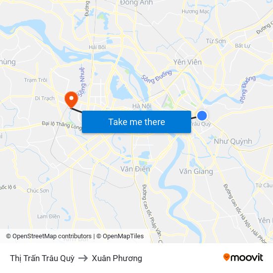 Thị Trấn Trâu Quỳ to Xuân Phương map