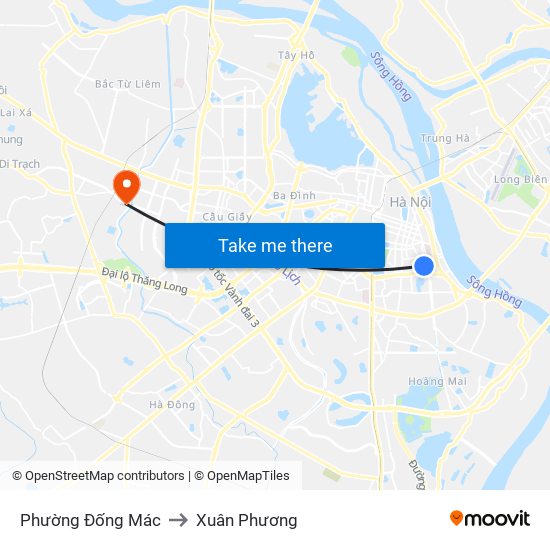 Phường Đống Mác to Xuân Phương map