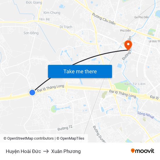 Huyện Hoài Đức to Xuân Phương map