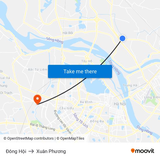 Đông Hội to Xuân Phương map