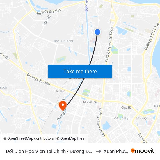 Đối Diện Học Viện Tài Chính - Đường Đức Thắng to Xuân Phương map