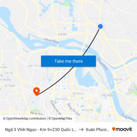 Ngã 3 Vĩnh Ngọc - Km 9+230 Quốc Lộ 3 to Xuân Phương map