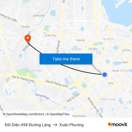 Đối Diện 498 Đường Láng to Xuân Phương map