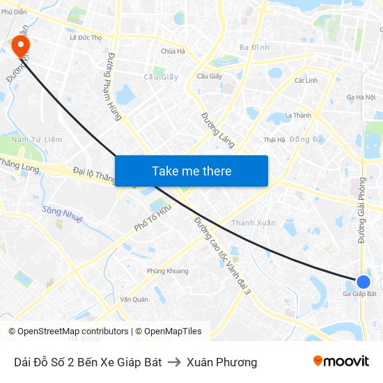 Dải Đỗ Số 2 Bến Xe Giáp Bát to Xuân Phương map