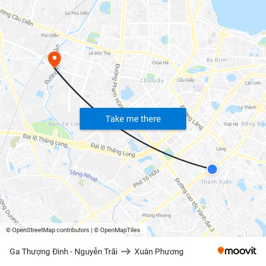 Ga Thượng Đình - Nguyễn Trãi to Xuân Phương map